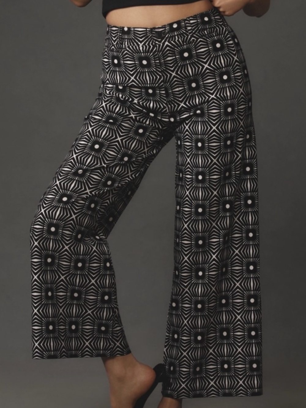 Anthropologie mauve black and white geometric pants wide leg